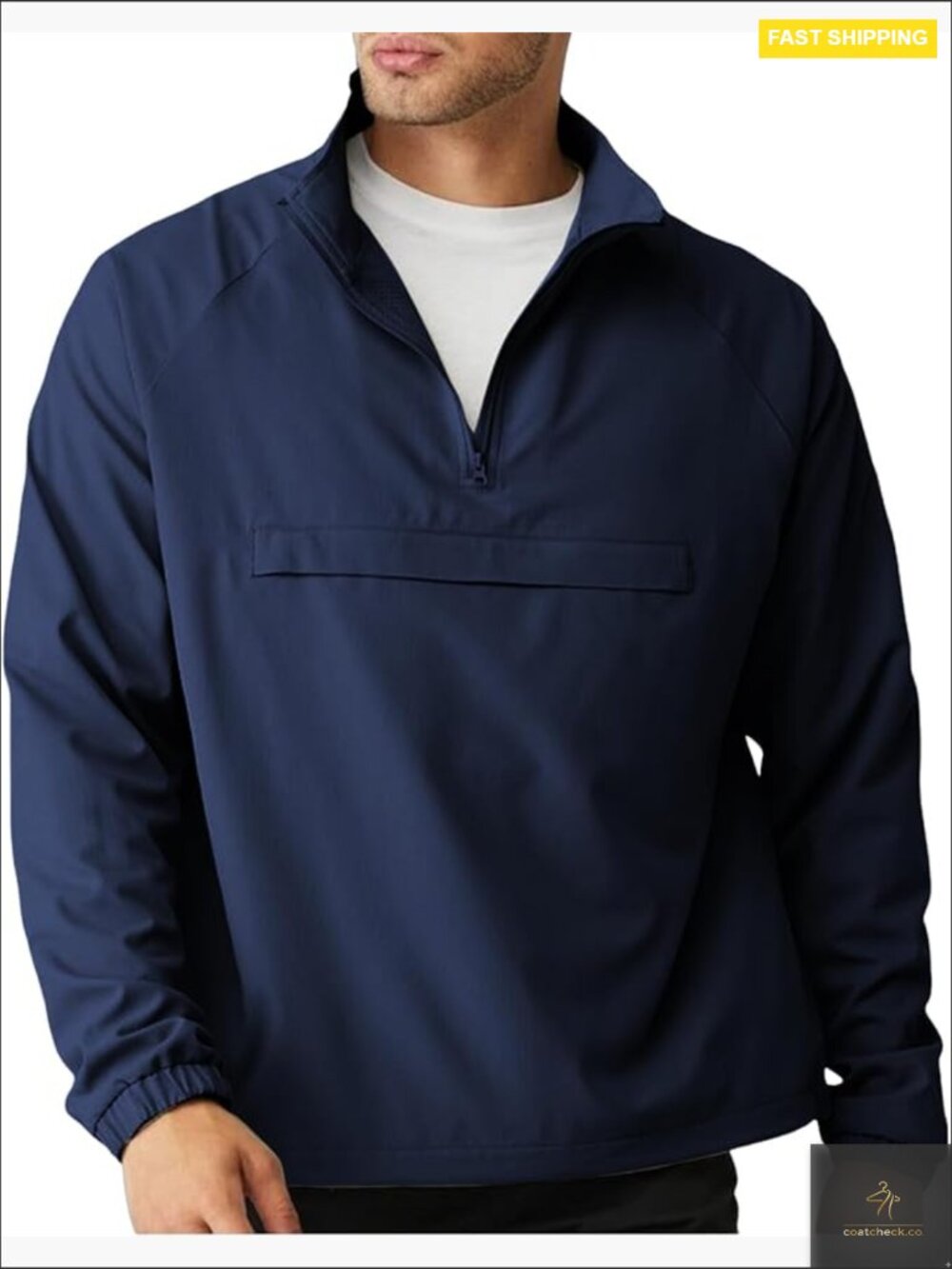 Men's Quarter Zip Pullover Lightweight Windbreaker Jacket Athletic Casual Loose